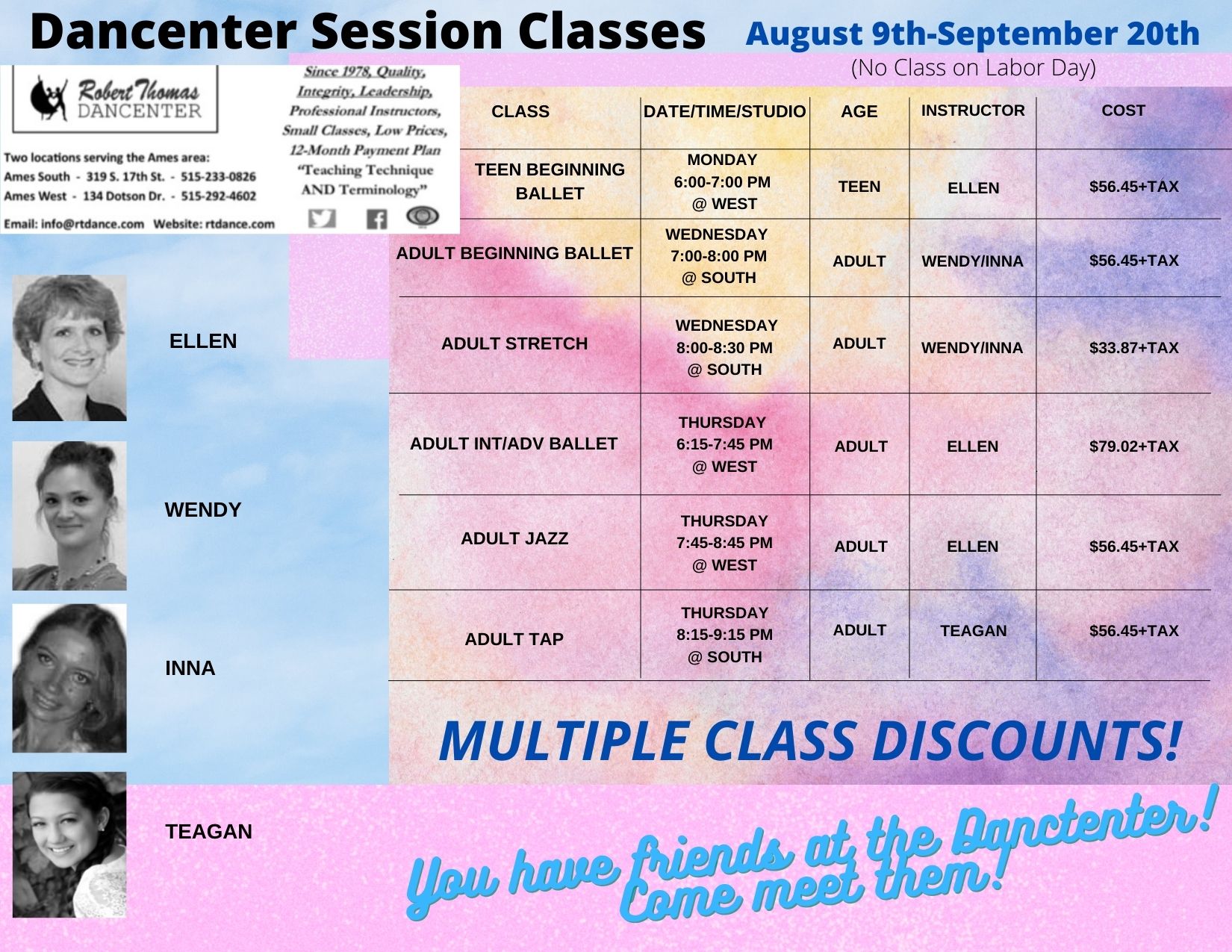 Dancenter Session Class Schedule 2021