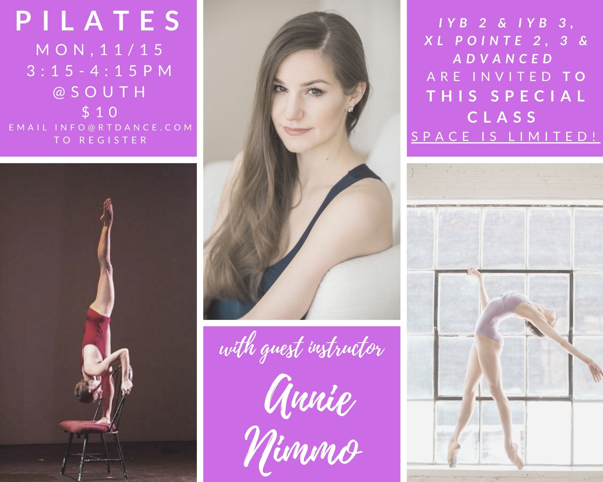 Flyer - Pilates with guest instructor annie nimmo