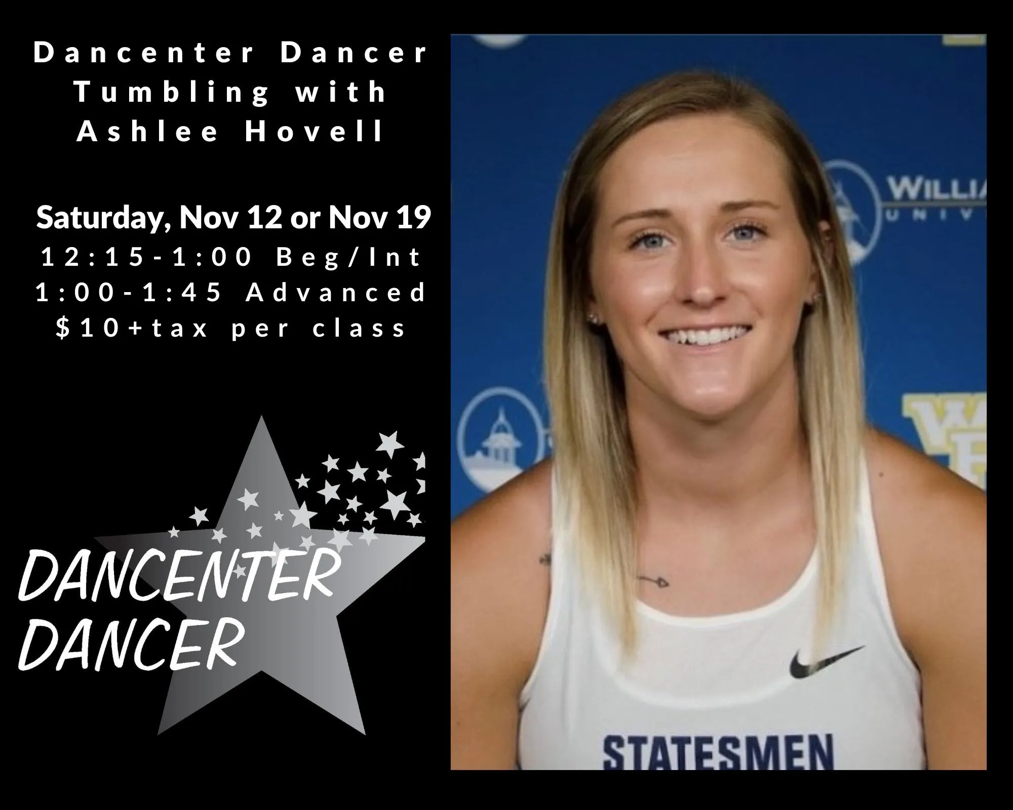Flyer - Dancenter Dancer tumbling with Ashlee Hovell