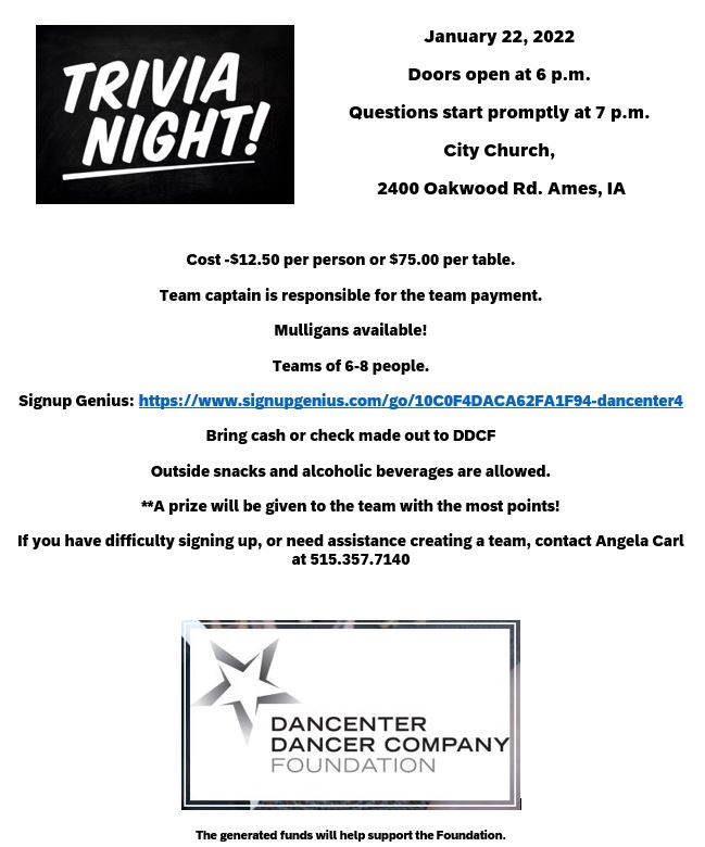 Trvia night 2022 flyer