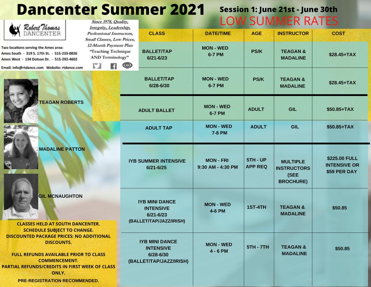 flyer - dancenter summer 2021 sschedule